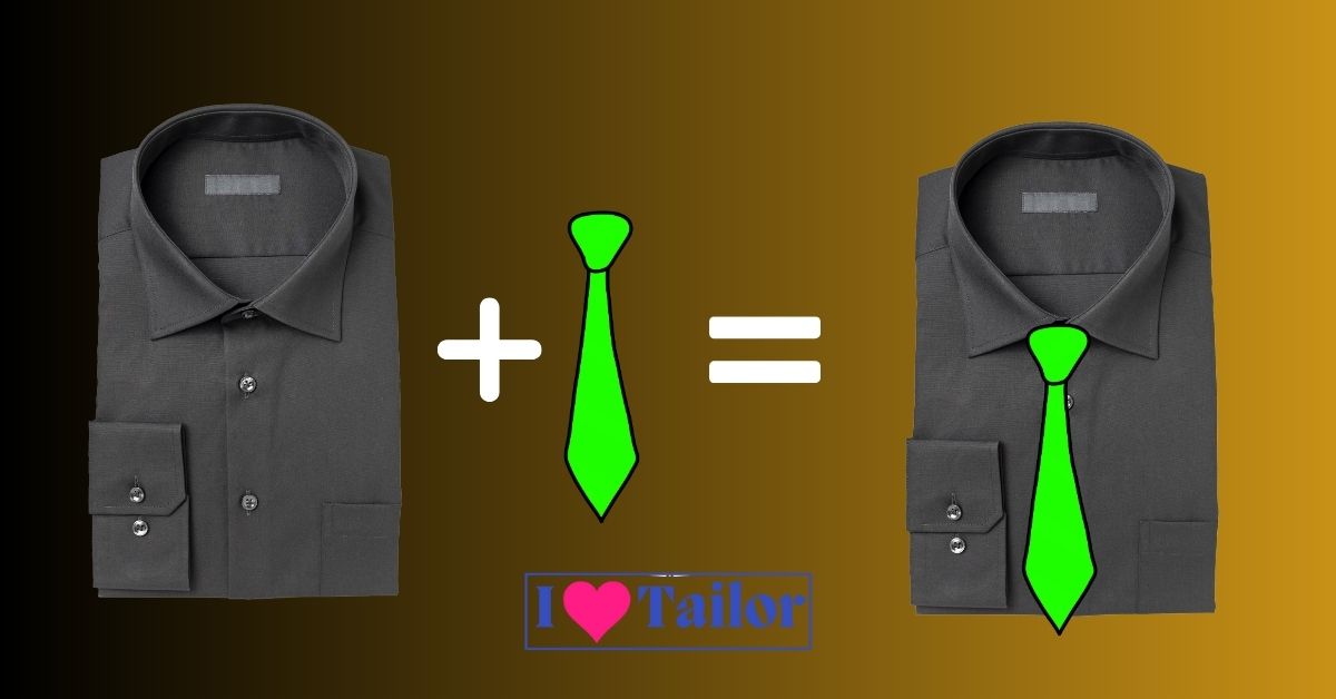 Green tie with black shirt